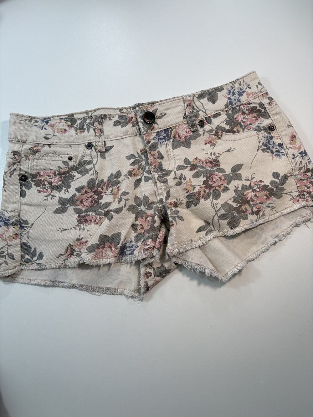 1st Kiss Vintage Y2K 2000's Cutoff Denim Shorts Floral Print Junior's Size 7